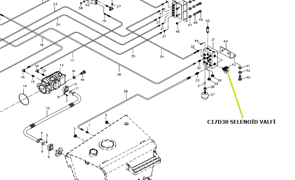 C17D30 SELENOİD VALFİ HİDROLİK SİSTEM ÇUKUROVA 885 BEKOLODER Görsel 2