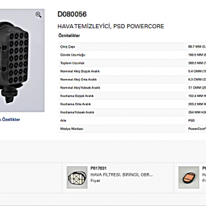 G080056 FİLTRE KALIBI DONALDSON   