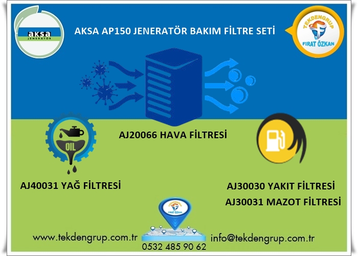 AP150 AKSA JENERATÖR BAKIM FİLTRE SETİ